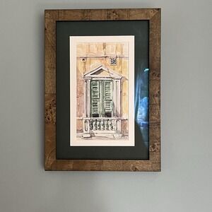 Watercolor‎ Florence 1998 Villa Door Signed By Artist See Signature Beige Green